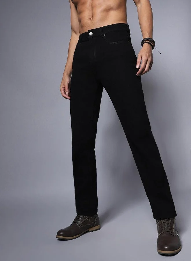 Men Black Solid Relaxed Fit Jeans